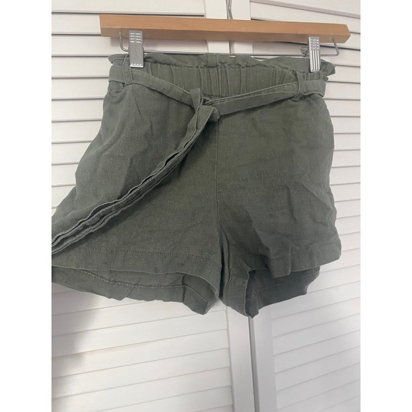 Have Pants - HAVE Los Angeles Olive Green Paperbag Waist Shorts with Tie Belt Size Small